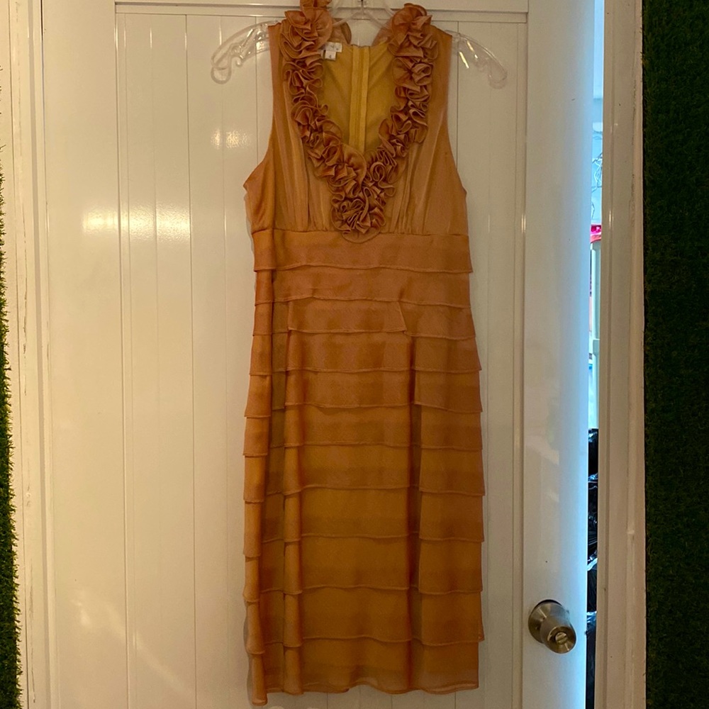 London Times, size 4, pleated dress with ruffles collar